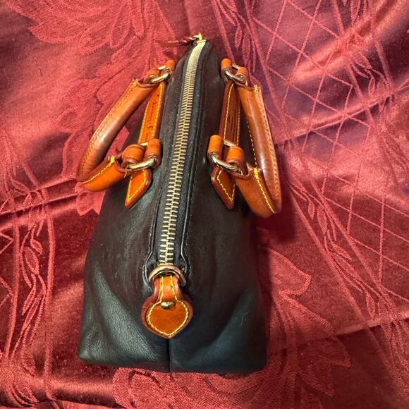 Dooney & Bourke Black Leather Satchel with Tan Handles - Picture 5 of 9